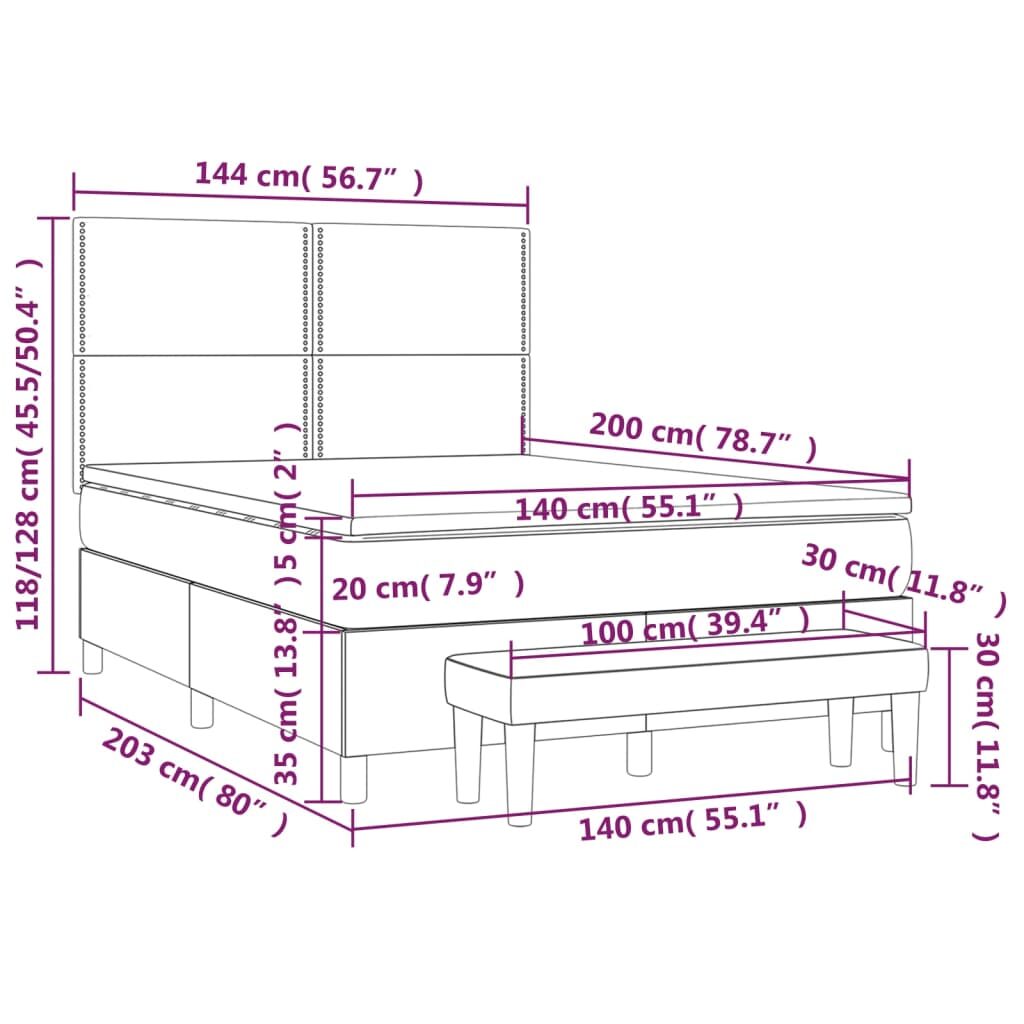 Κρεβάτι Boxspring με Στρώμα Καπουτσίνο 140x200εκ.από Συνθ.Δέρμα