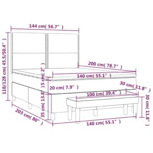 Κρεβάτι Boxspring με Στρώμα Καπουτσίνο 140x200εκ.από Συνθ.Δέρμα