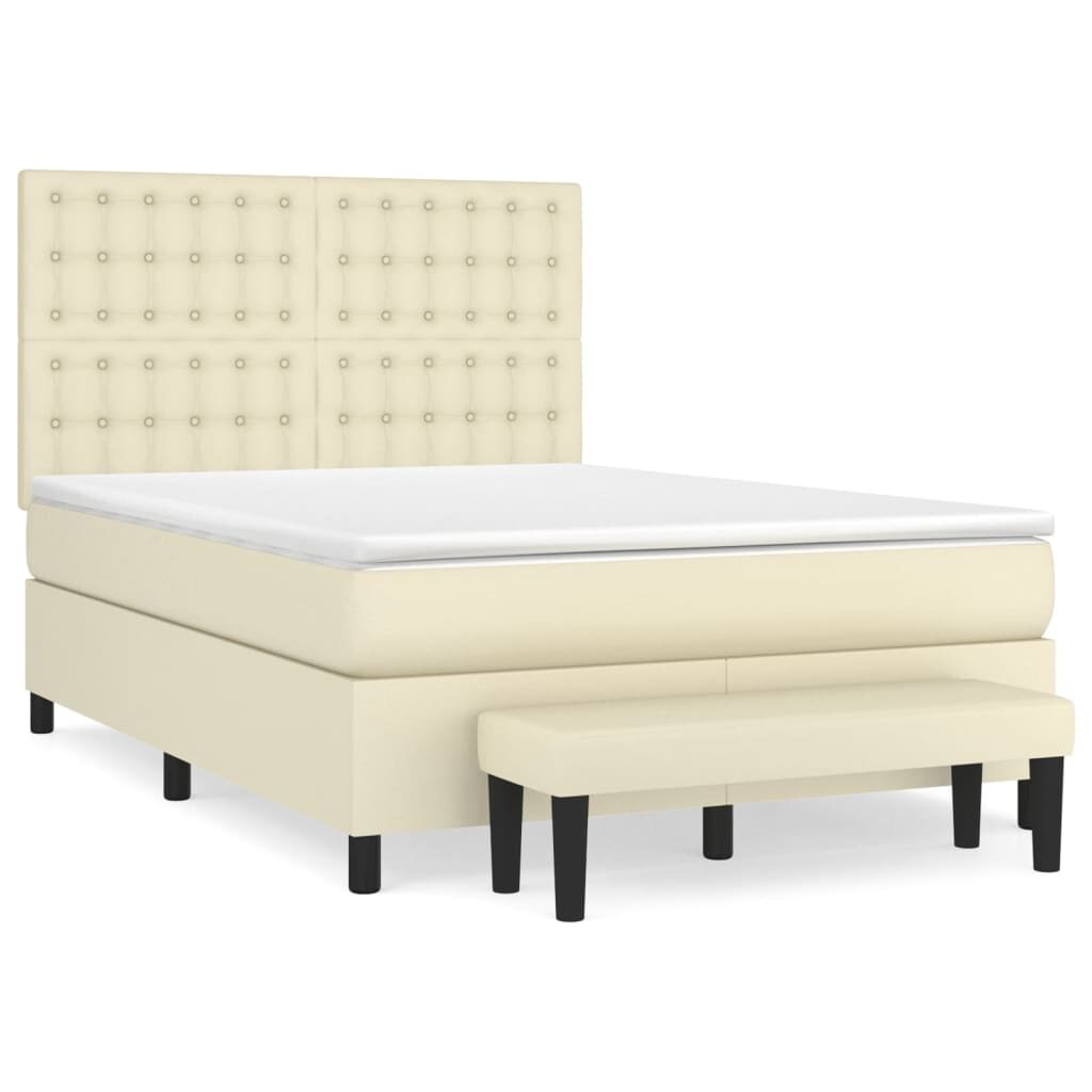 Κρεβάτι Boxspring με Στρώμα Κρεμ 140x190εκ. από Συνθετικό Δέρμα