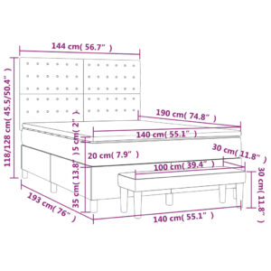 Κρεβάτι Boxspring με Στρώμα Κρεμ 140x190εκ. από Συνθετικό Δέρμα