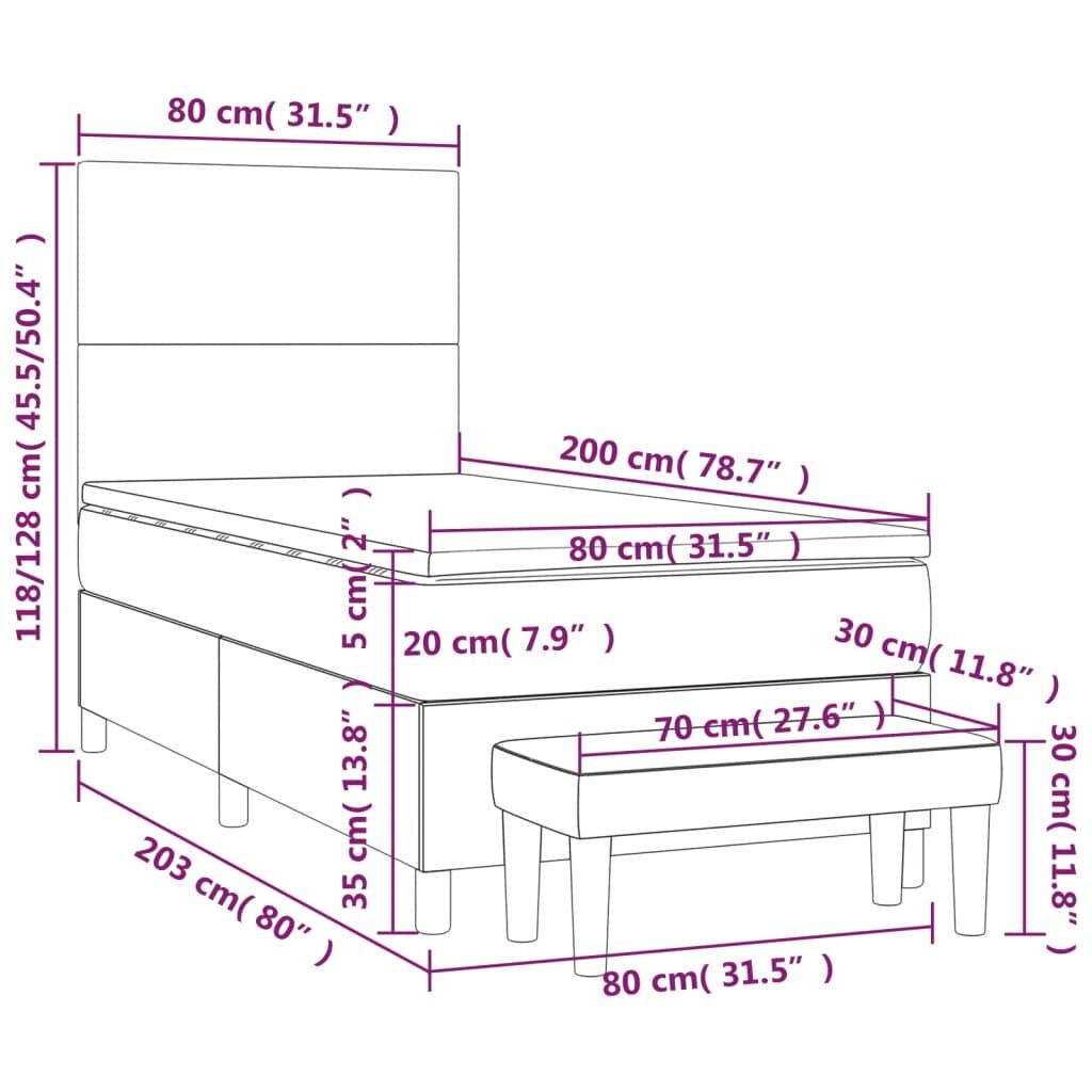 Κρεβάτι Boxspring με Στρώμα Σκούρο Πράσινο 80x200 εκ. Βελούδινο