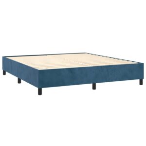 Κρεβάτι Boxspring με Στρώμα Σκούρο Μπλε 200x200 εκ. Βελούδινο