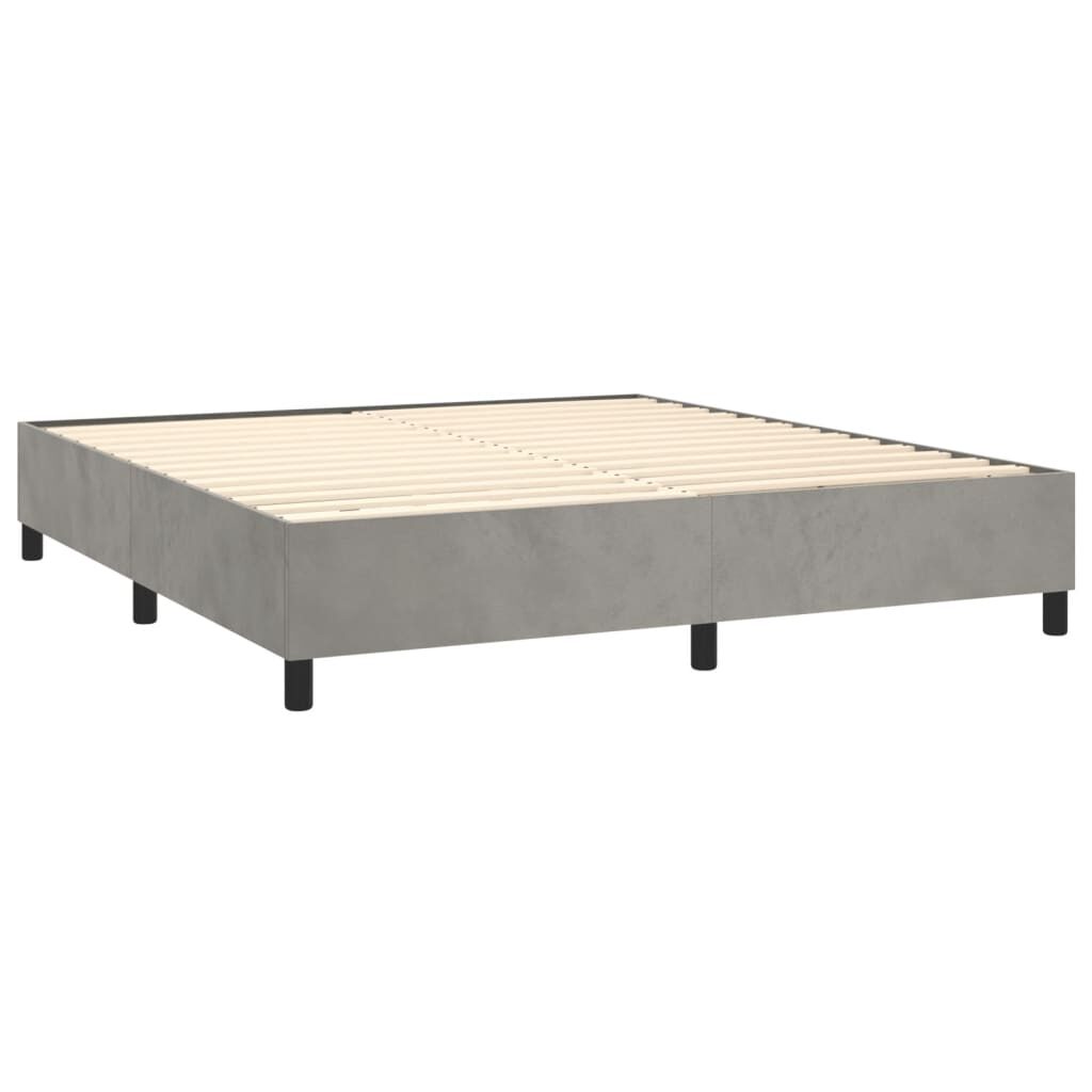 Κρεβάτι Boxspring με Στρώμα Ανοιχτό Γκρι 200x200 εκ. Βελούδινο