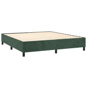 Κρεβάτι Boxspring με Στρώμα Σκούρο Πράσινο 200x200εκ. Βελούδινο