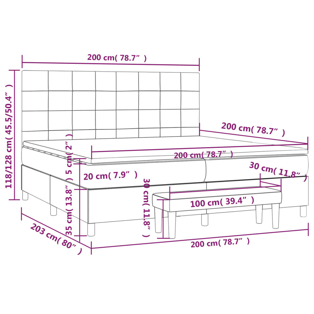 Κρεβάτι Boxspring με Στρώμα Σκούρο Πράσινο 200x200εκ. Βελούδινο