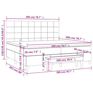 Κρεβάτι Boxspring με Στρώμα Σκούρο Πράσινο 200x200εκ. Βελούδινο