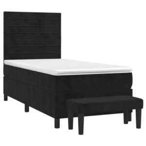 Κρεβάτι Boxspring με Στρώμα Μαύρο 80 x 200 εκ. Βελούδινο