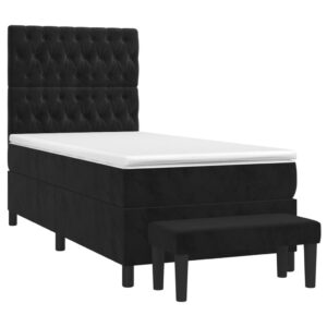 Κρεβάτι Boxspring με Στρώμα Μαύρο 80 x 200 εκ. Βελούδινο