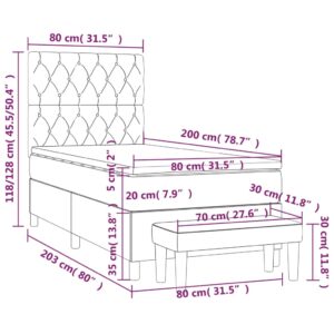 Κρεβάτι Boxspring με Στρώμα Σκούρο Πράσινο 80x200 εκ. Βελούδινο