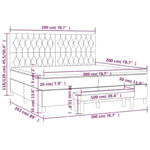 Κρεβάτι Boxspring με Στρώμα Σκούρο Πράσινο 200x200εκ. Βελούδινο