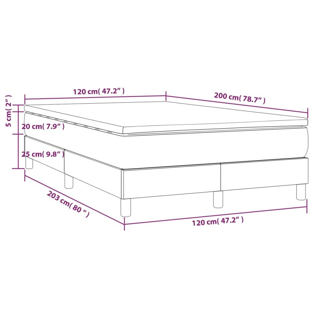 Κρεβάτι Boxspring με Στρώμα Σκούρο Καφέ 120x200 εκ. Υφασμάτινο