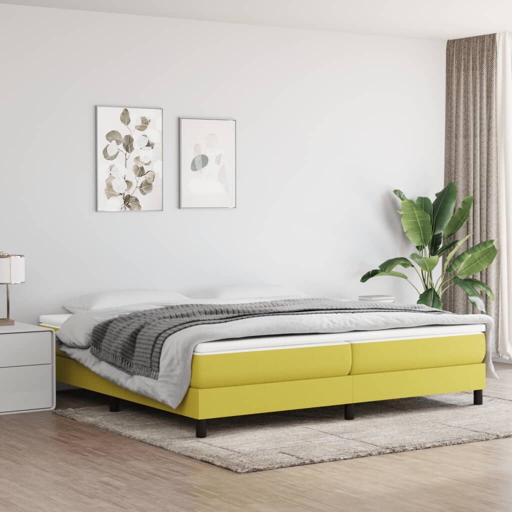 Κρεβάτι Boxspring με Στρώμα Πράσινο 200x200 εκ. Υφασμάτινο