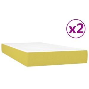 Κρεβάτι Boxspring με Στρώμα Πράσινο 200x200 εκ. Υφασμάτινο