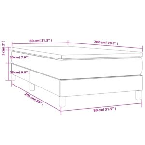 Κρεβάτι Boxspring με Στρώμα Σκούρο Γκρι 80x200 εκ. Υφασμάτινο