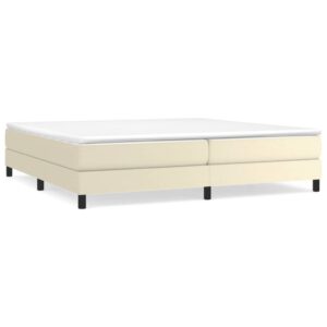 Κρεβάτι Boxspring με Στρώμα Κρεμ 200x200 εκ. Συνθετικό Δέρμα