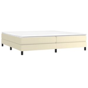 Κρεβάτι Boxspring με Στρώμα Κρεμ 200x200 εκ. Συνθετικό Δέρμα