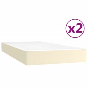 Κρεβάτι Boxspring με Στρώμα Κρεμ 200x200 εκ. Συνθετικό Δέρμα