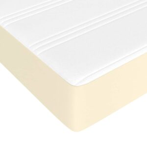 Κρεβάτι Boxspring με Στρώμα Κρεμ 200x200 εκ. Συνθετικό Δέρμα