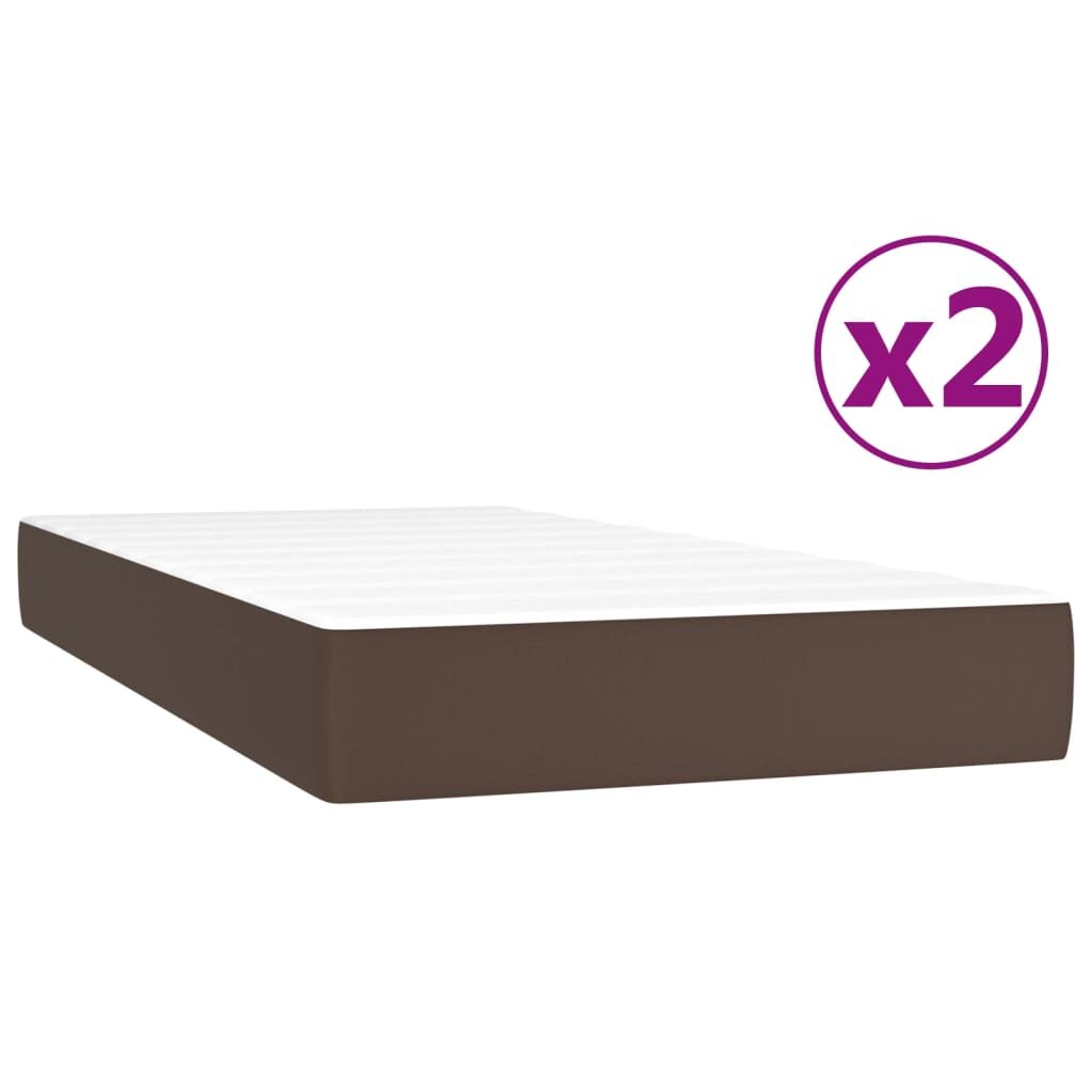 Κρεβάτι Boxspring με Στρώμα Καφέ 200x200 εκ. Συνθετικό Δέρμα