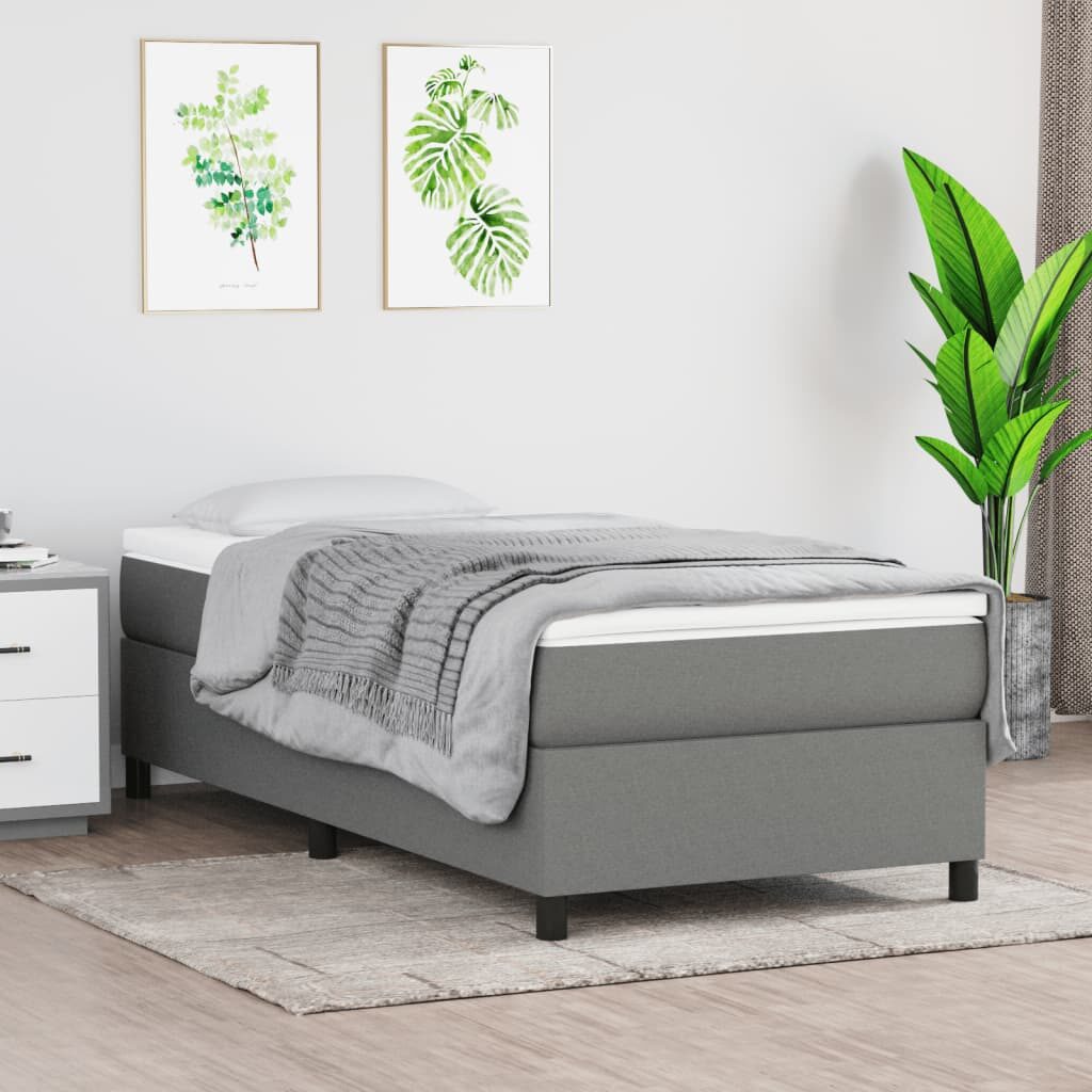 Κρεβάτι Boxspring με Στρώμα Σκούρο Γκρι 80x200 εκ. Υφασμάτινο