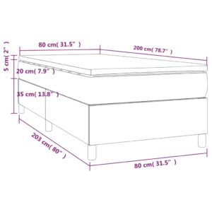 Κρεβάτι Boxspring με Στρώμα Σκούρο Γκρι 80x200 εκ. Υφασμάτινο