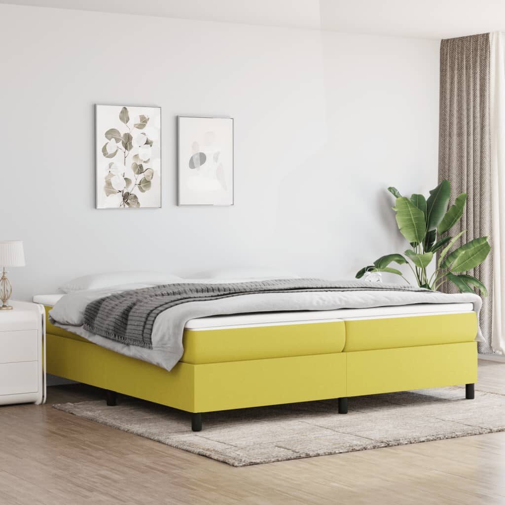 Κρεβάτι Boxspring με Στρώμα Πράσινο 200x200 εκ. Υφασμάτινο