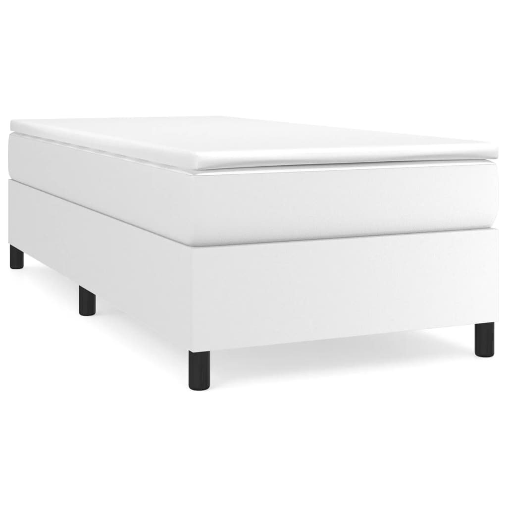 Κρεβάτι Boxspring με Στρώμα Λευκό 90x190εκ. από Συνθετικό Δέρμα