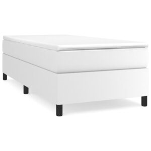 Κρεβάτι Boxspring με Στρώμα Λευκό 90x190εκ. από Συνθετικό Δέρμα