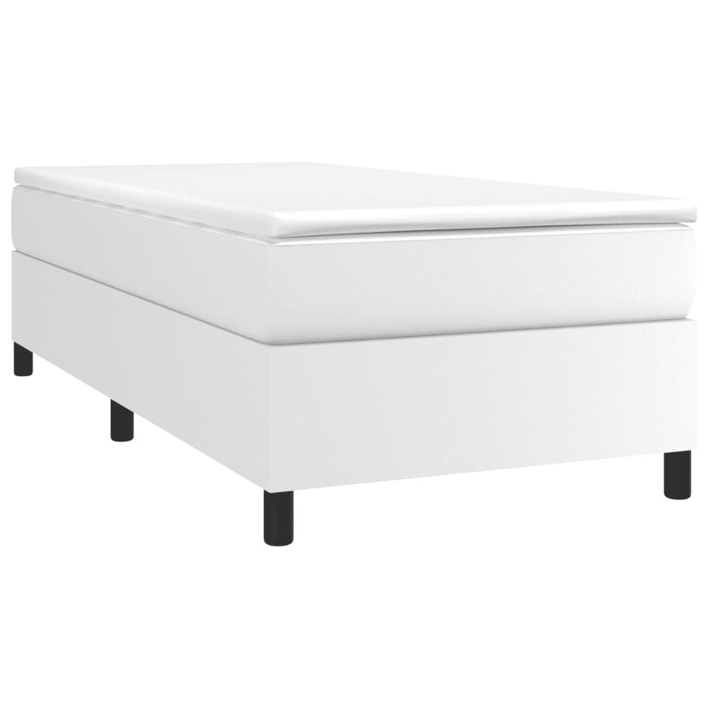 Κρεβάτι Boxspring με Στρώμα Λευκό 90x190εκ. από Συνθετικό Δέρμα