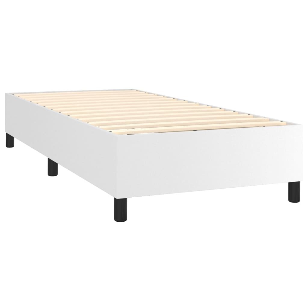 Κρεβάτι Boxspring με Στρώμα Λευκό 90x190εκ. από Συνθετικό Δέρμα