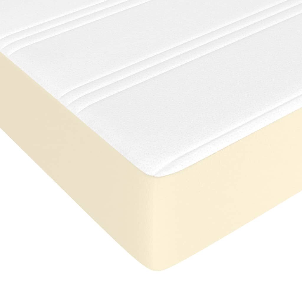 Κρεβάτι Boxspring με Στρώμα Κρεμ 90x190 εκ. από Συνθετικό Δέρμα