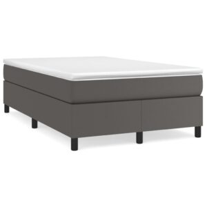 Κρεβάτι Boxspring με Στρώμα Γκρι 120x200εκ. από Συνθετικό Δέρμα