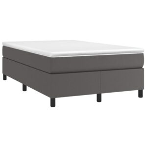 Κρεβάτι Boxspring με Στρώμα Γκρι 120x200εκ. από Συνθετικό Δέρμα