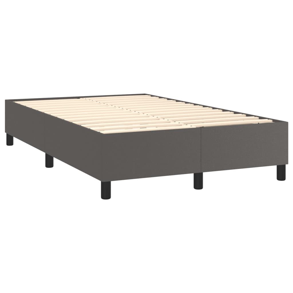 Κρεβάτι Boxspring με Στρώμα Γκρι 120x200εκ. από Συνθετικό Δέρμα