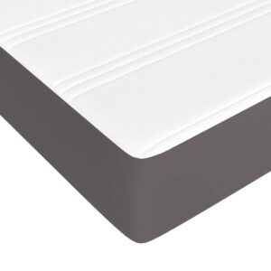 Κρεβάτι Boxspring με Στρώμα Γκρι 120x200εκ. από Συνθετικό Δέρμα