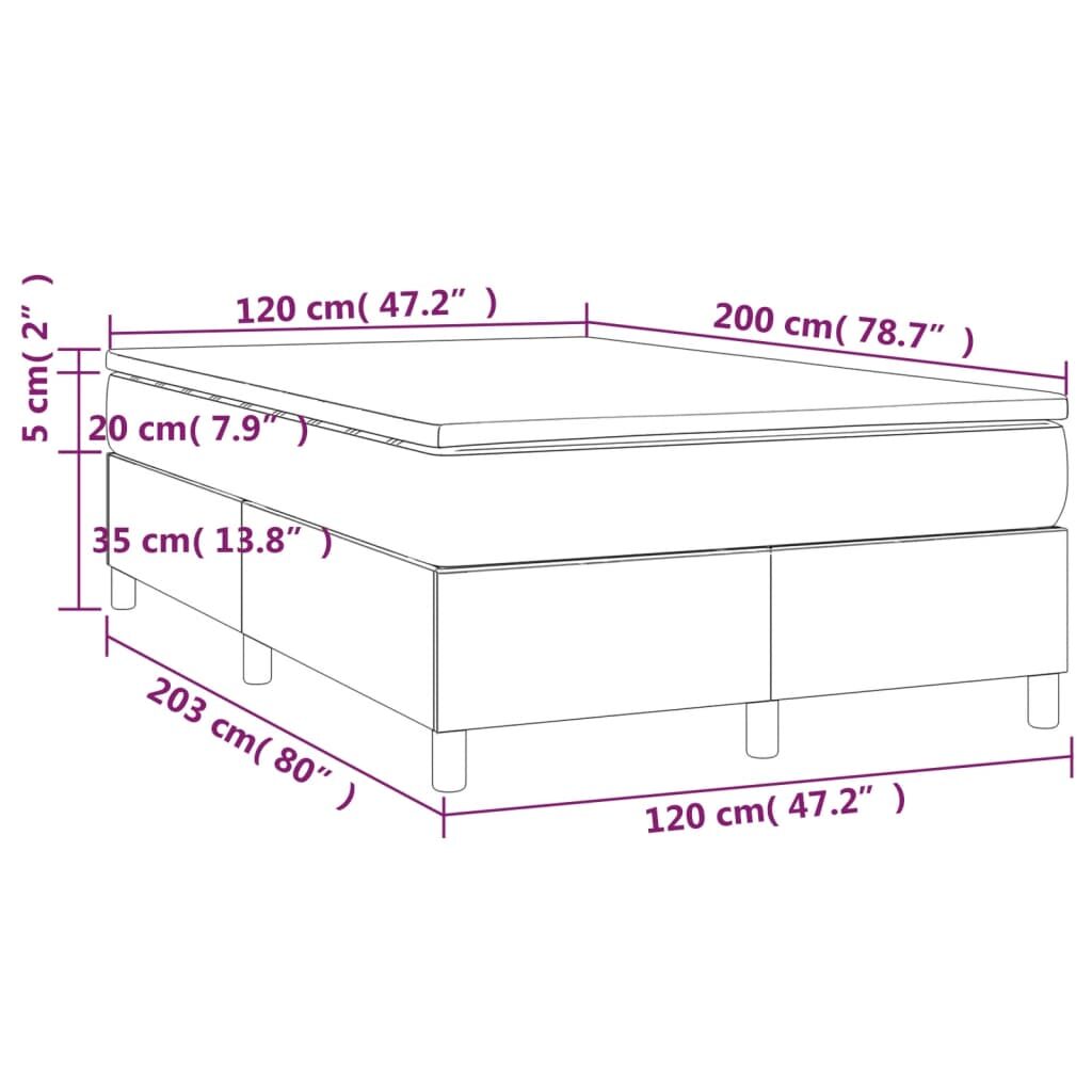 Κρεβάτι Boxspring με Στρώμα Γκρι 120x200εκ. από Συνθετικό Δέρμα