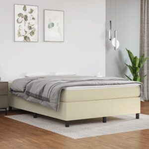 Κρεβάτι Boxspring με Στρώμα Κρεμ 140x190εκ. από Συνθετικό Δέρμα