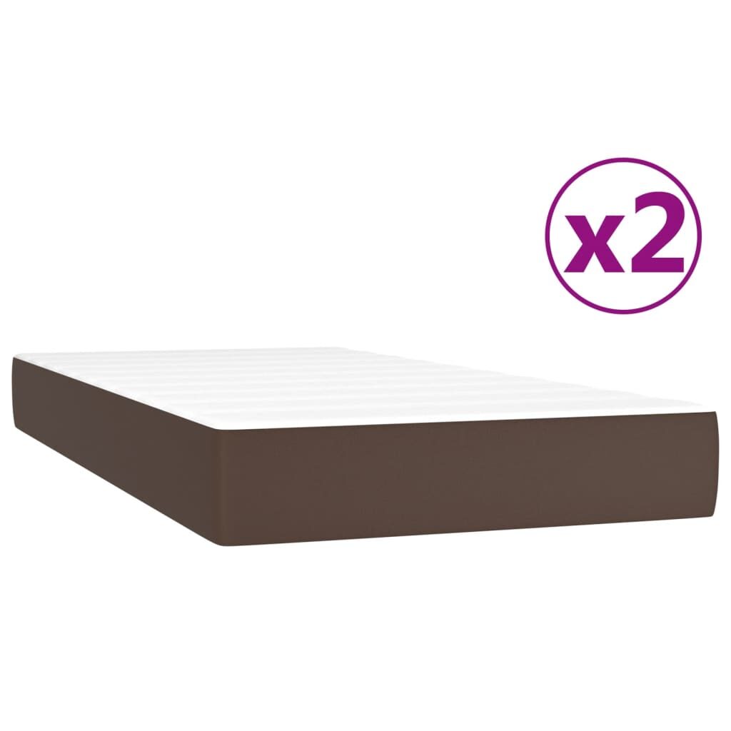 Κρεβάτι Boxspring με Στρώμα Καφέ 200x200 εκ. Συνθετικό Δέρμα