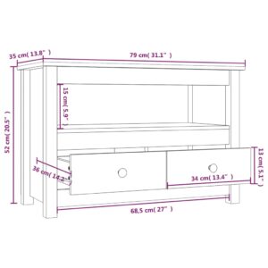 Έπιπλο Τηλεόρασης Γκρι 79x35x52 εκ. από Μασίφ Ξύλο Πεύκου