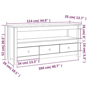 Έπιπλο Τηλεόρασης Γκρι 114x35x52εκ. από Μασίφ Ξύλο Πεύκου