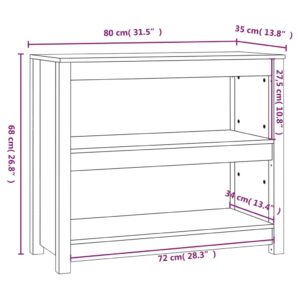 Βιβλιοθήκη Μαύρη 50 x 35 x 68 εκ. από Μασίφ Ξύλο Πεύκου