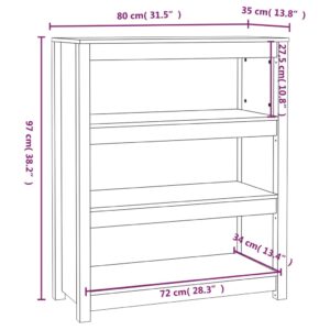 Βιβλιοθήκη Λευκή 80 x 35 x 97 εκ. από Μασίφ Ξύλο Πεύκου