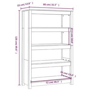 Βιβλιοθήκη Γκρι 80x35x126 εκ. από Μασίφ Ξύλο Πεύκου