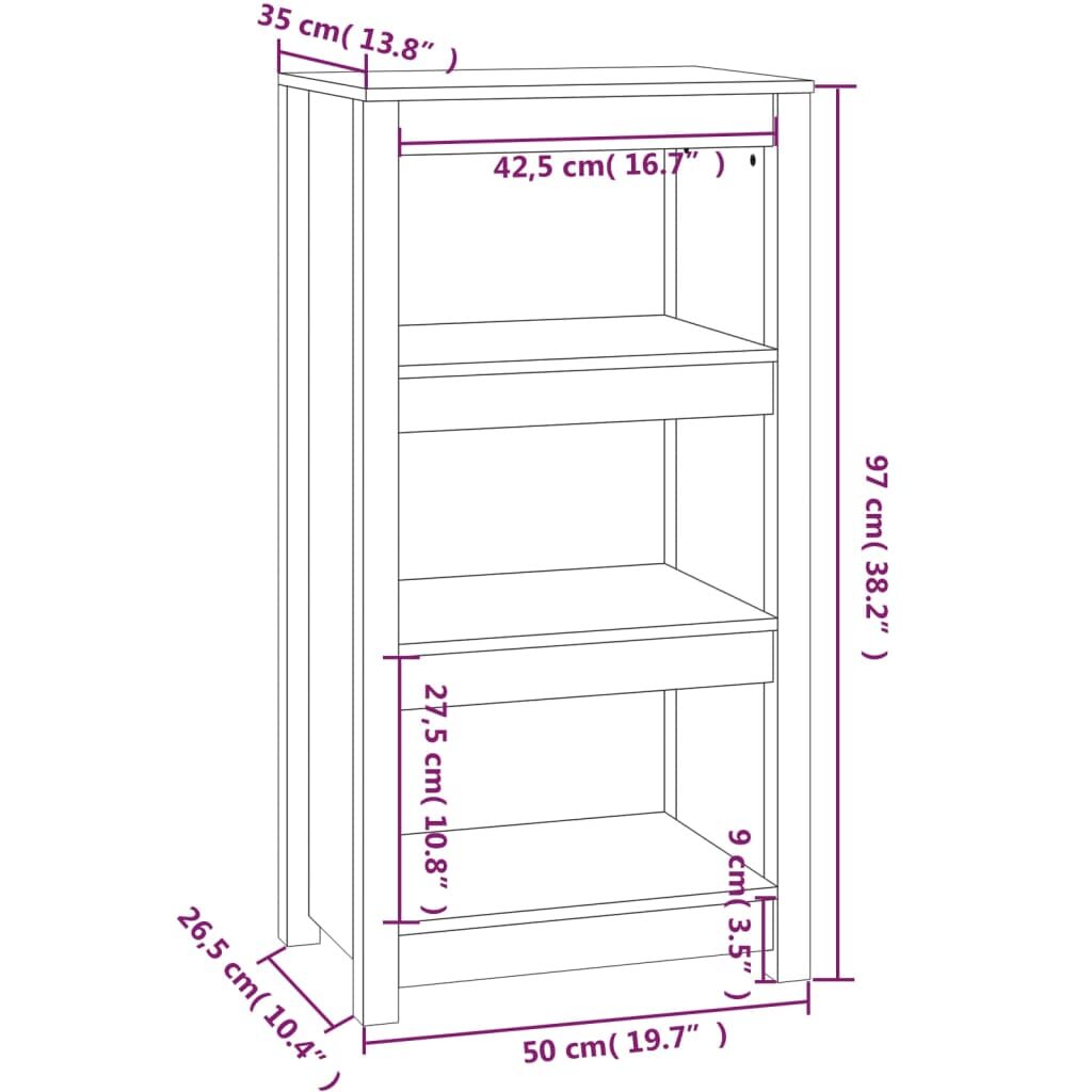 Βιβλιοθήκη Μελί 50x35x97 εκ. από Μασίφ Ξύλο Πεύκου