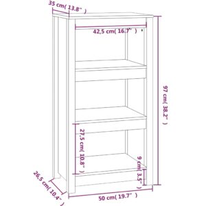 Βιβλιοθήκη Μελί 50x35x97 εκ. από Μασίφ Ξύλο Πεύκου