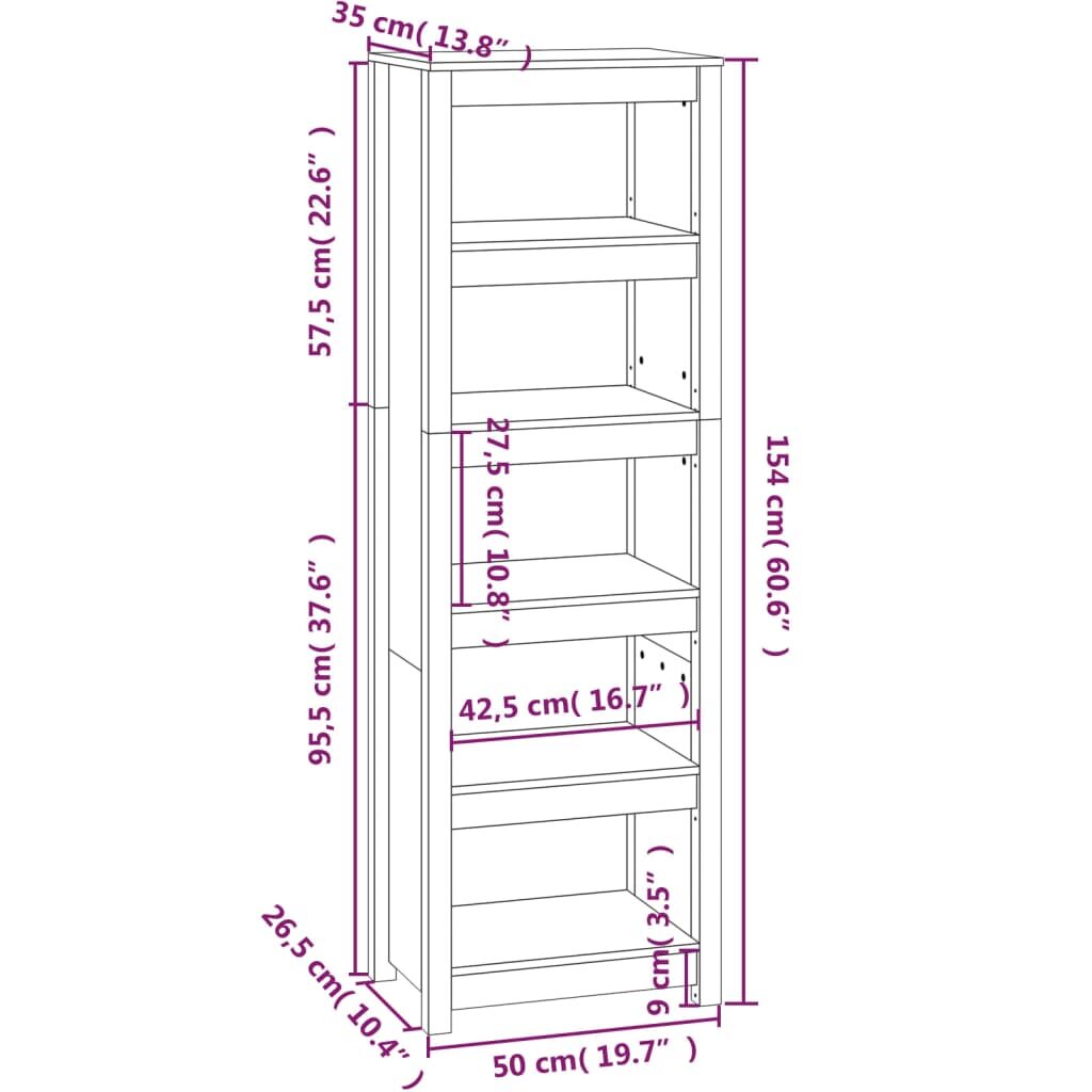 Βιβλιοθήκη Μελί 50x35x154 εκ. από Μασίφ Ξύλο Πεύκου