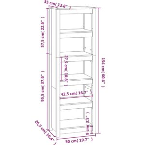 Βιβλιοθήκη Μελί 50x35x154 εκ. από Μασίφ Ξύλο Πεύκου