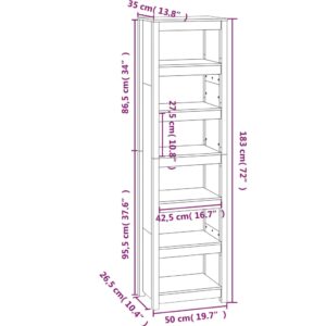 Βιβλιοθήκη Μελί 50x35x183 εκ. από Μασίφ Ξύλο Πεύκου