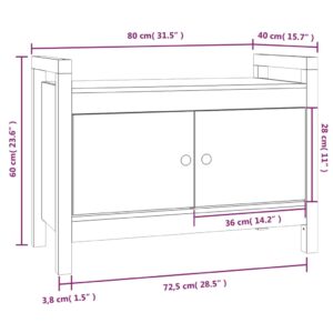 Παγκάκι Χολ Λευκό 80x40x60 εκ. από Μασίφ Ξύλο Πεύκου