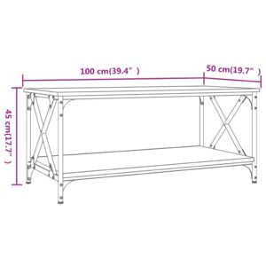 Τραπεζάκι Σαλονιού Γκρι Sonoma 100x50x45 εκ Επεξ Ξύλο + Σίδηρος